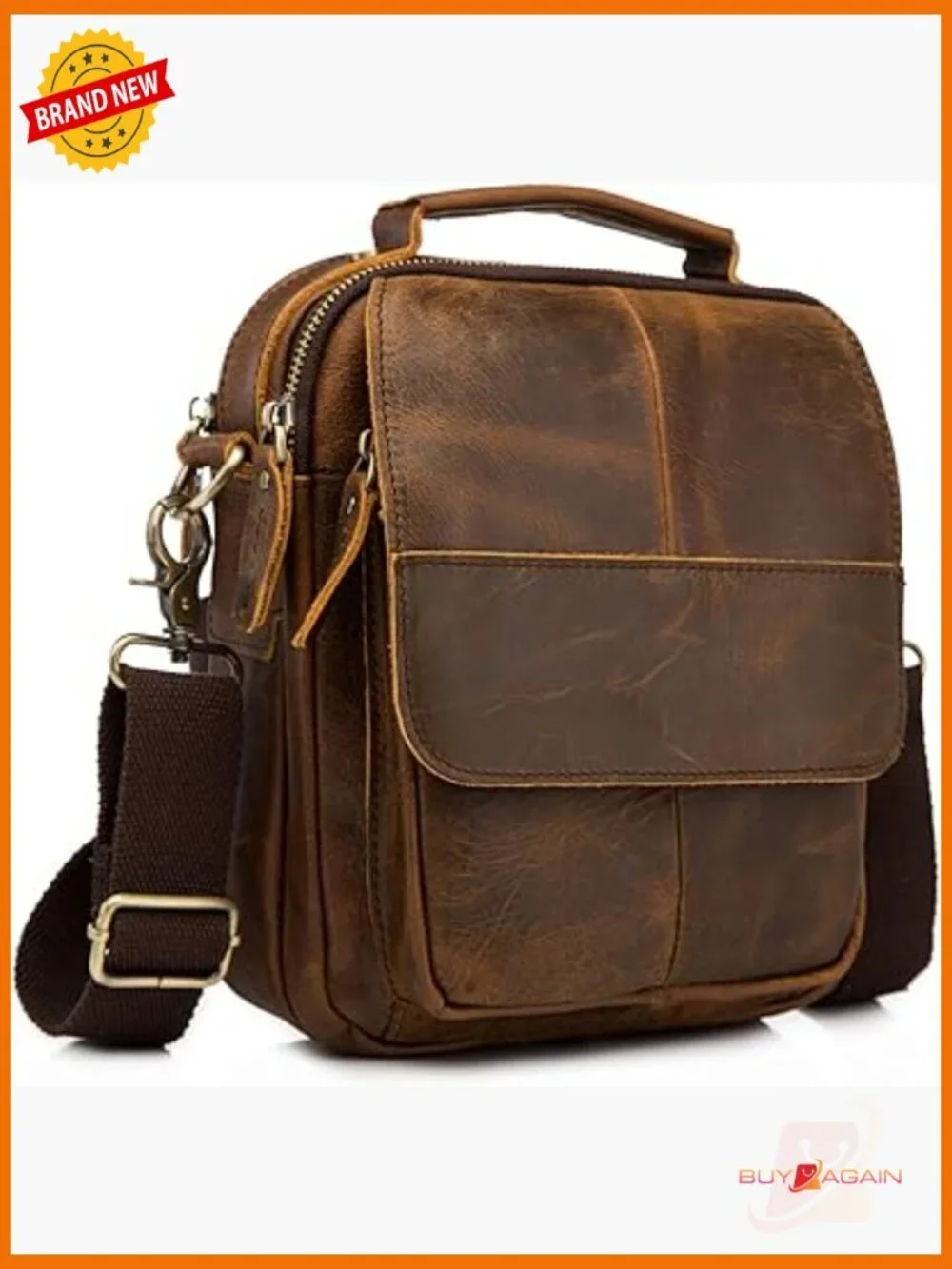 Genuine Leather Messenger Bag Cross Body Shoulder Satchel for Men Tablet